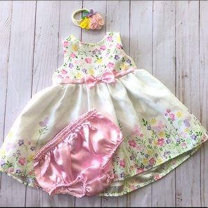 3 piece Nannette Baby Dress and headband